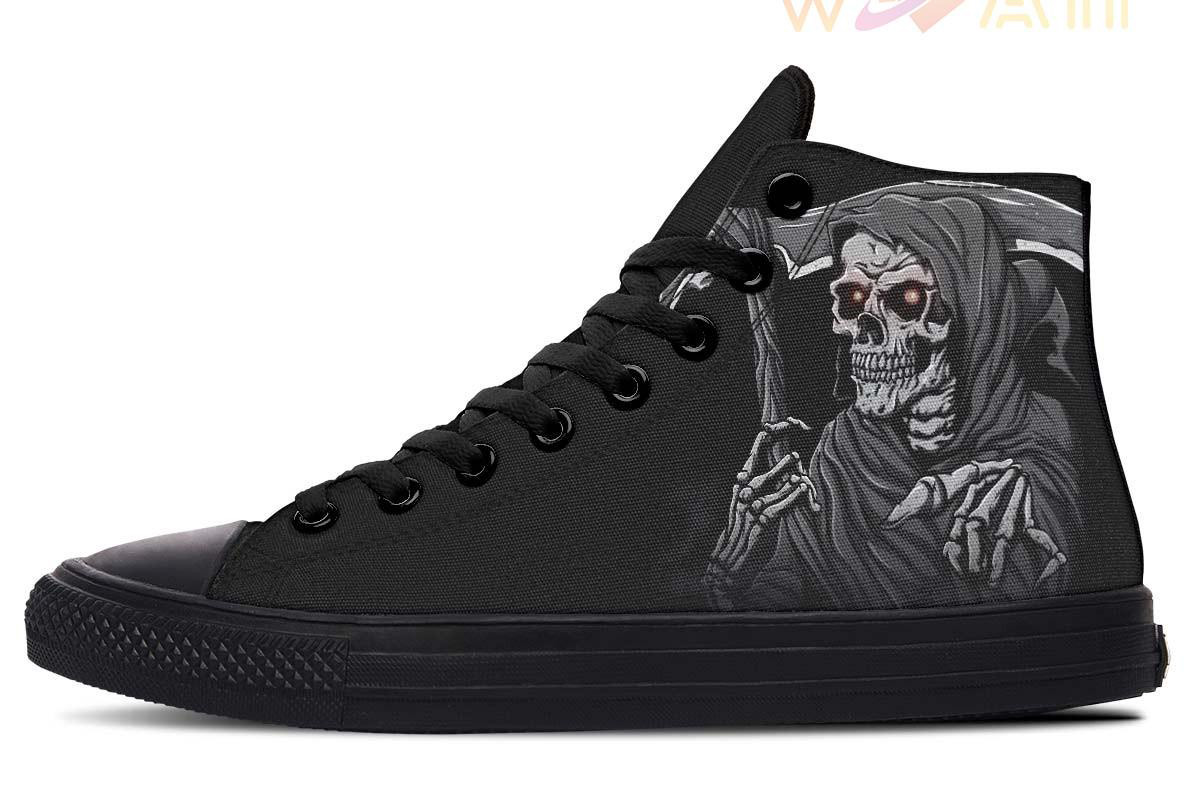 frightening grim reaper high top canvas shoes
