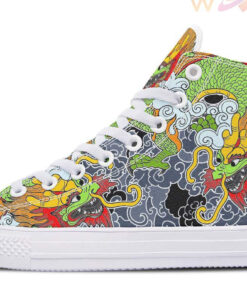 funky japanese dragon high top canvas shoes