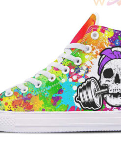 funky splat skull high top canvas shoes