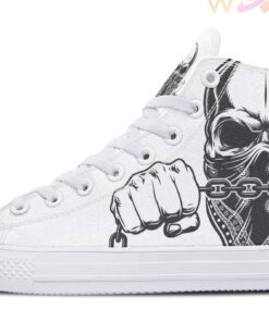 gansta skull and chain high top canvas shoes