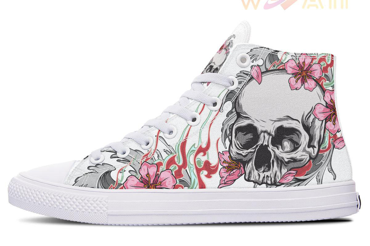 genius skull art high top canvas shoes
