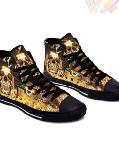 gold skull high top shoes