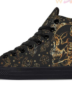 gold skull mandala high top canvas shoes