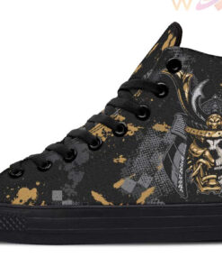 golden samurai skull high top canvas shoes