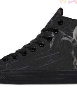 gothic skull and raven high top canvas shoes