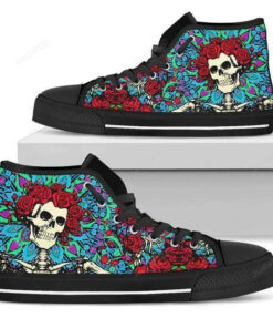 grateful dead skeleton high top shoes