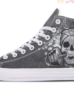 gray splat skull high top canvas shoes