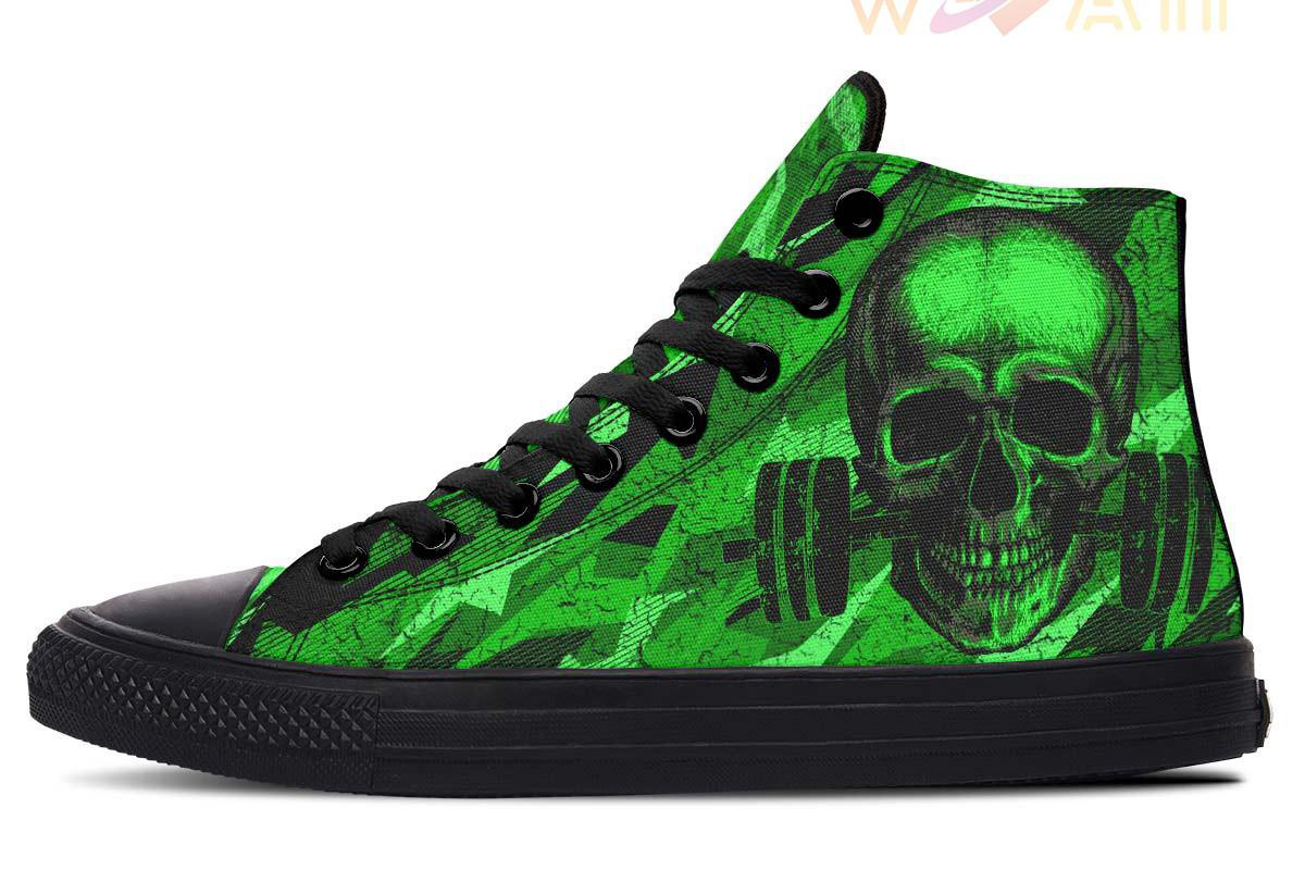 green camo workout high top canvas shoes