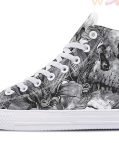 grey skull and lily high top canvas shoes
