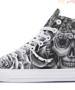 grey sugar skull high top canvas shoes