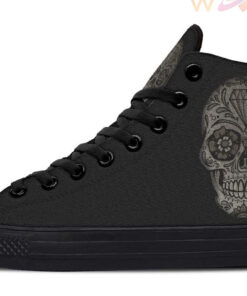 grey sugar skull tattoo high top canvas shoes