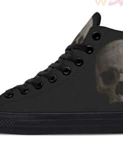grey tattoo skull high top canvas shoes