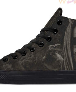 grim reaper and raven tattoo high top canvas shoes