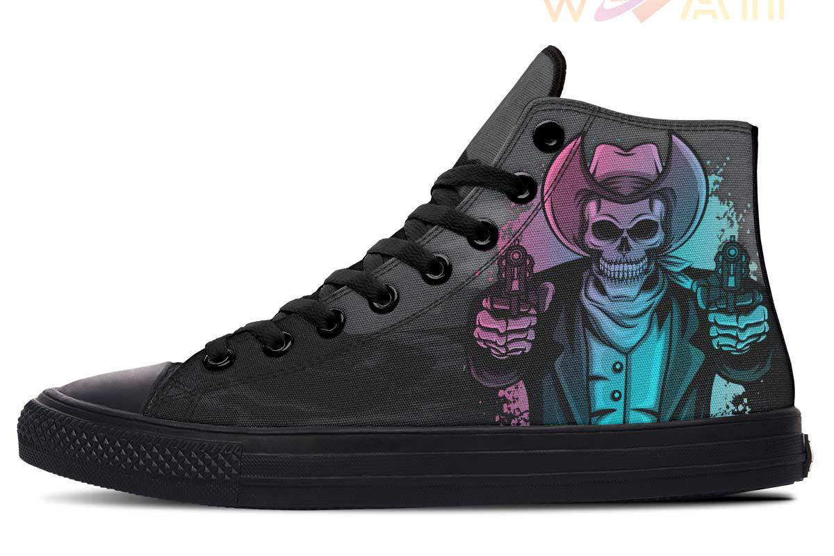 guns and amo skull high top canvas shoes
