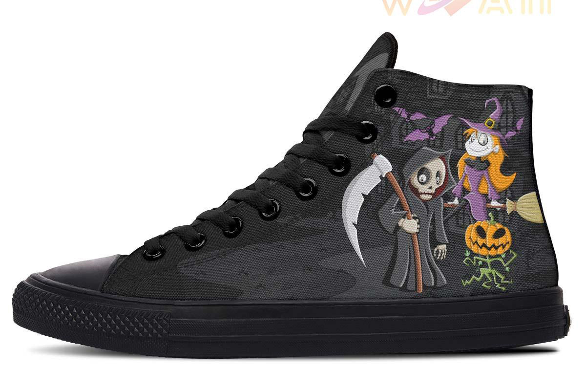 halloween cartoon high top canvas shoes