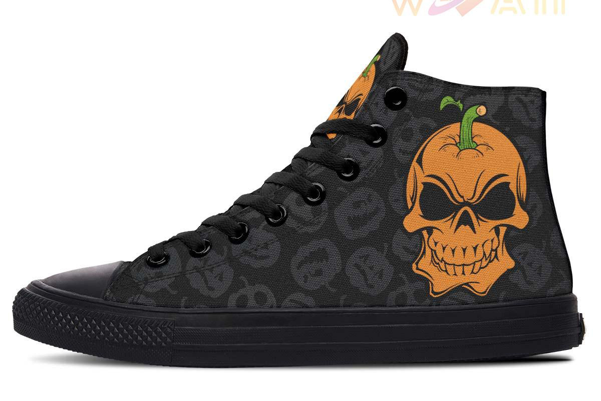 halloween skull pumpkin high top canvas shoes