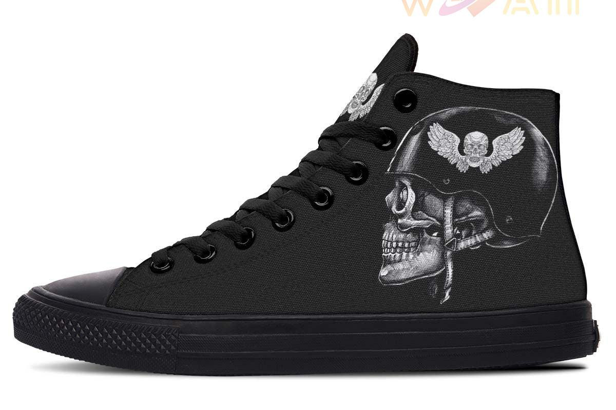 helmet skull high top canvas shoes