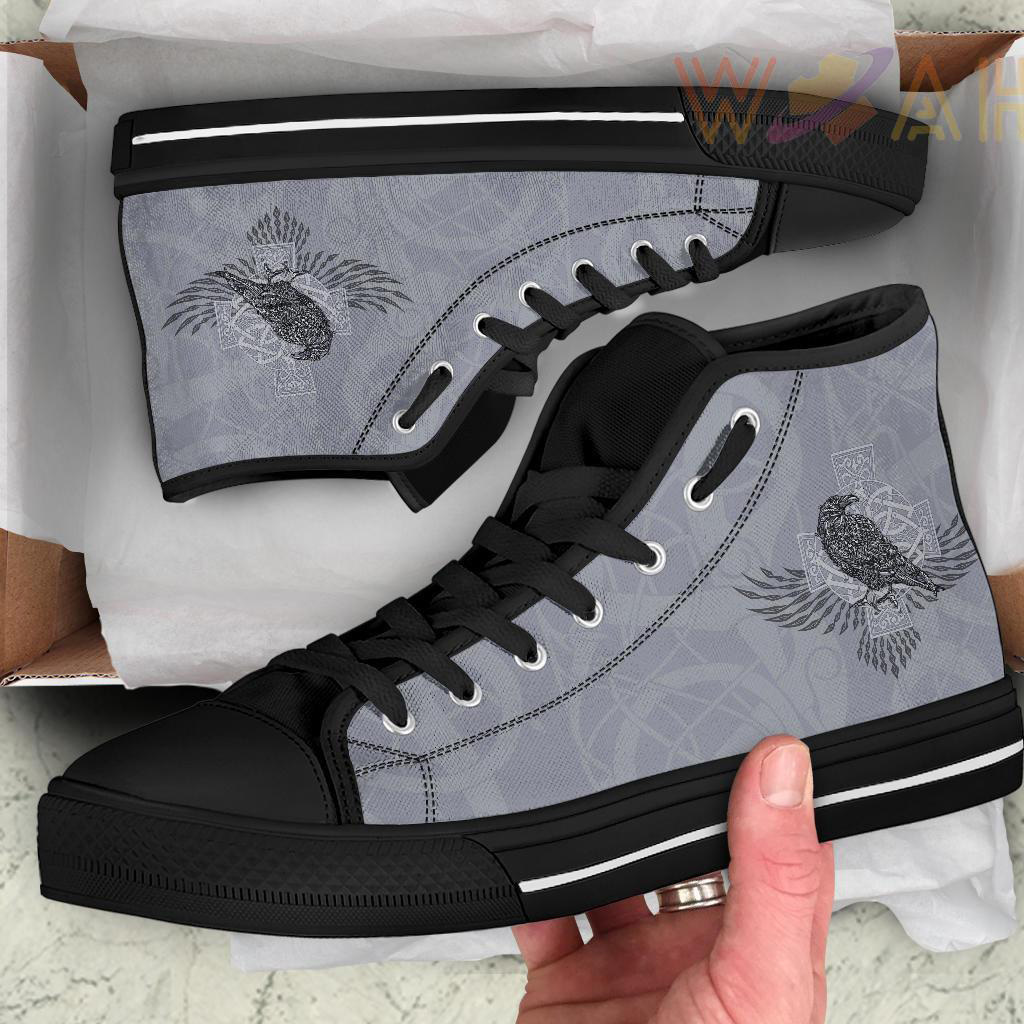 high top shoe odins celtic raven scandinavian tattoo