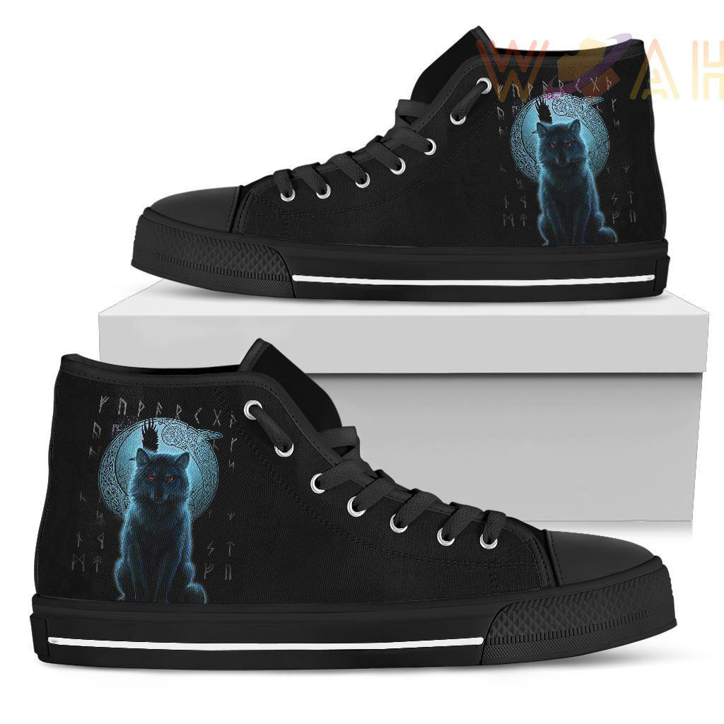high top shoes fenrir viking wolf and moon a31