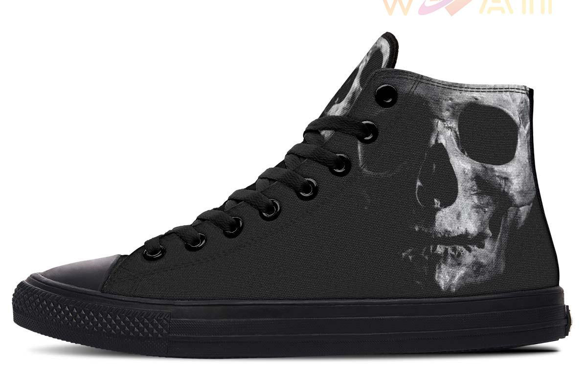 human skull high top canvas shoes