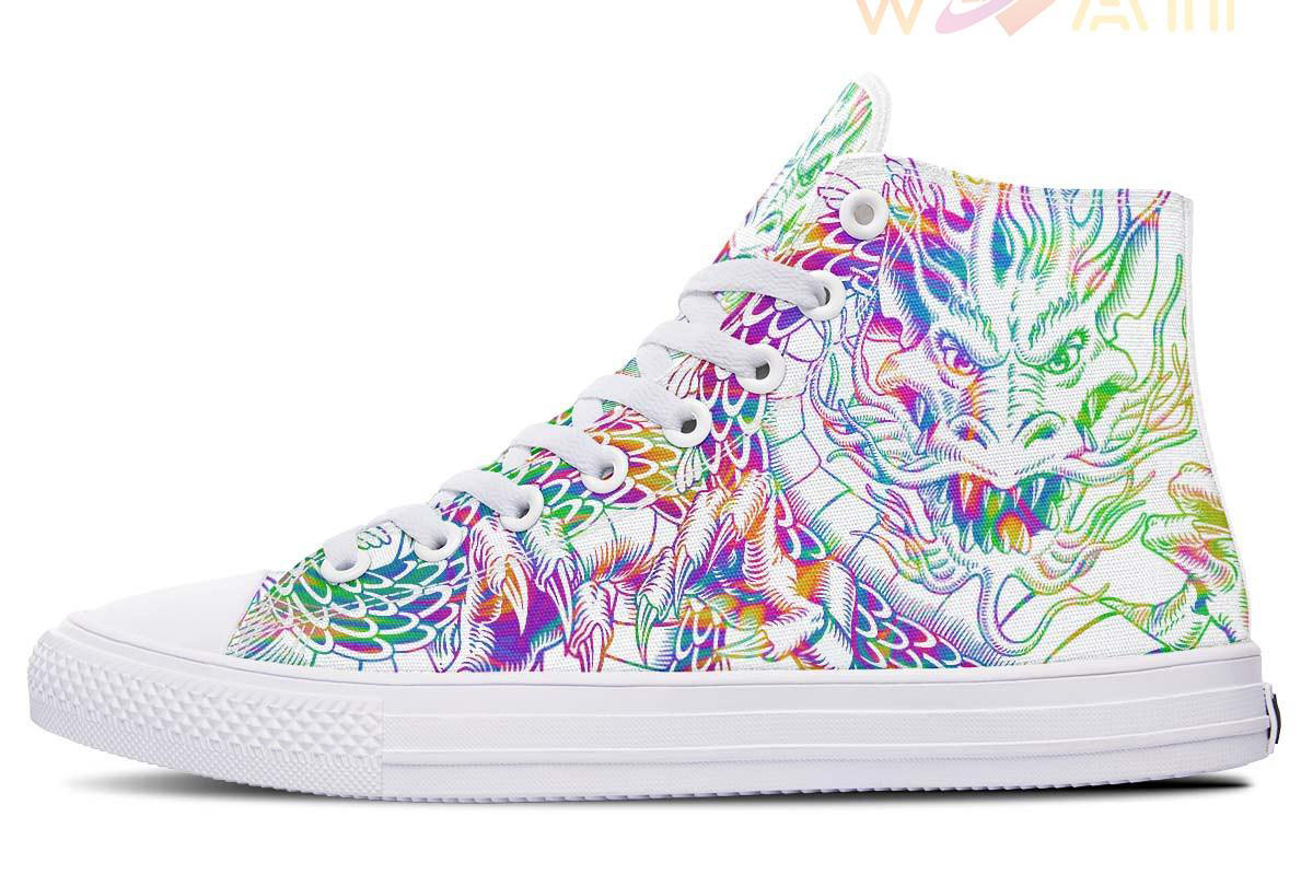 japanese dragon explosion high top canvas shoes