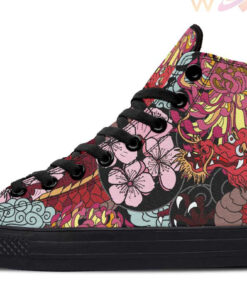 japanese style flowers and dragon high top canvas shoes
