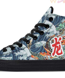japanese symbol and dragon high top canvas shoes