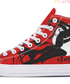 japanese woman ink high top canvas shoes