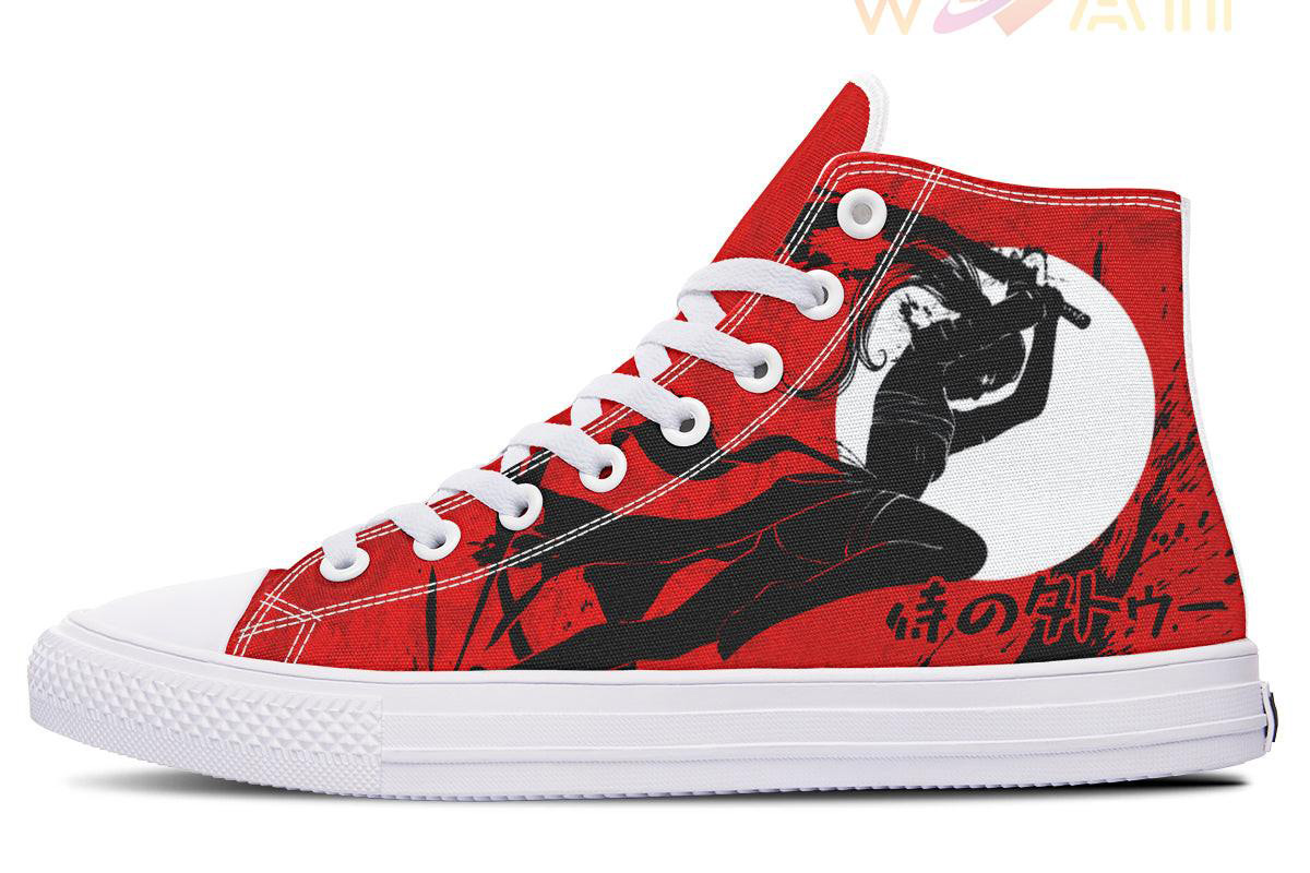 japanese woman ink high top canvas shoes