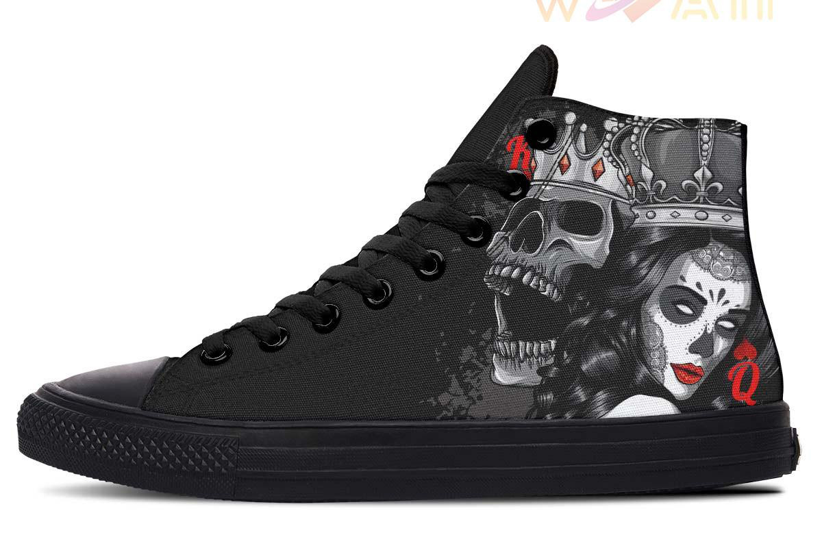 king of heart skull high top canvas shoes
