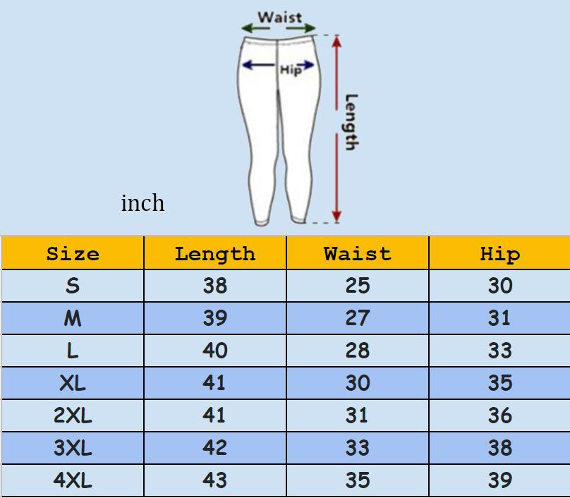 leggings size chart