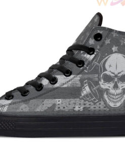 lift like a boss black white high top canvas shoes