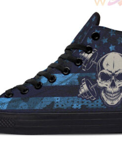 lift like a boss blue high top canvas shoes