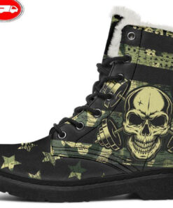 lift like a boss faux fur leather boots