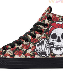 lifting women skull high top canvas shoes