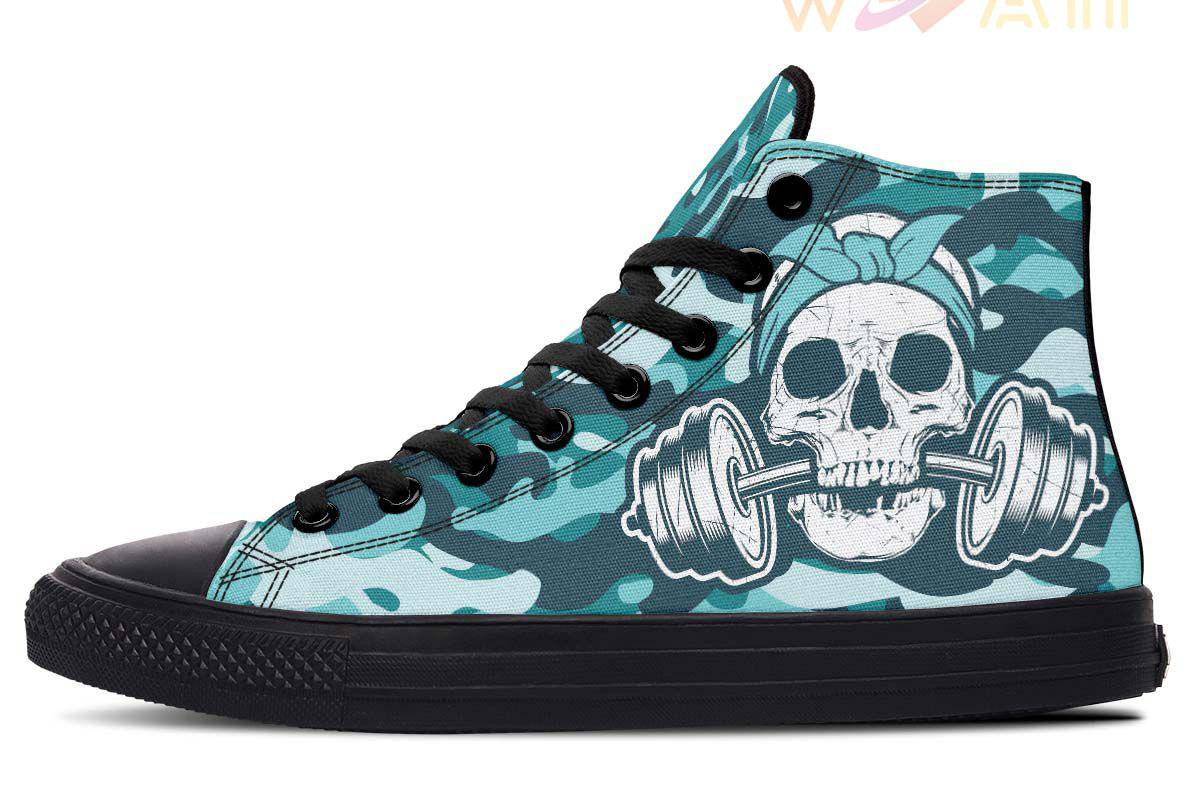 light camo skull lift high top canvas shoes