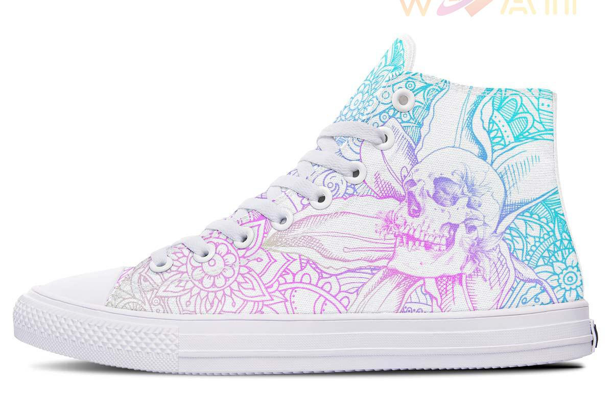 lily flower skul art high top canvas shoes
