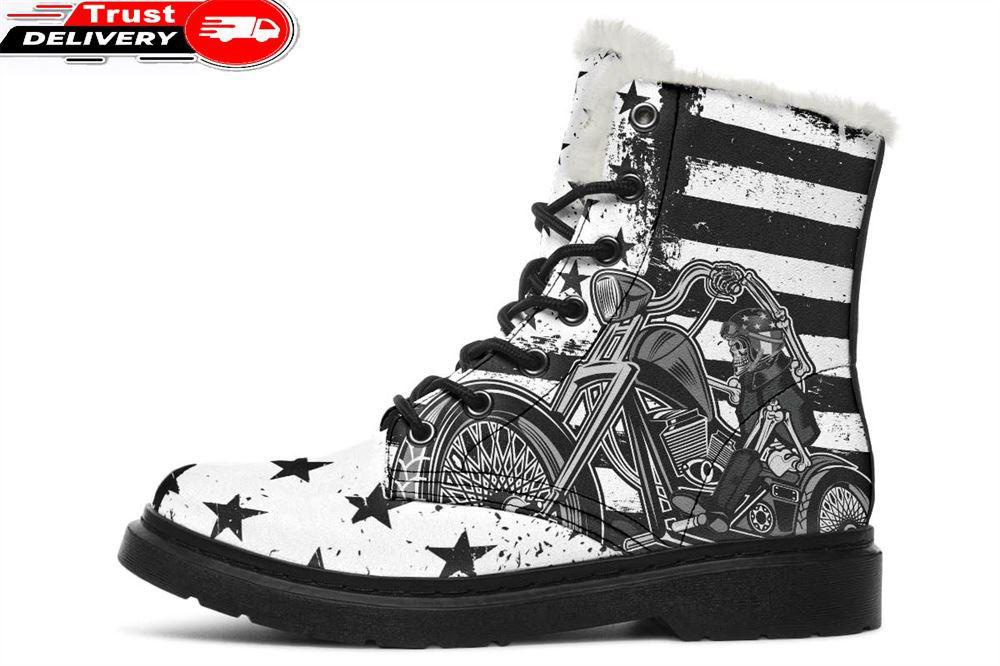 live to ride faux fur leather boots