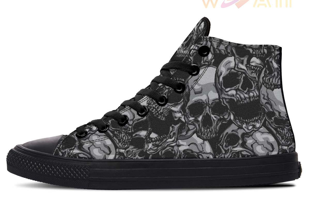 many skulls tattoo high top canvas shoes