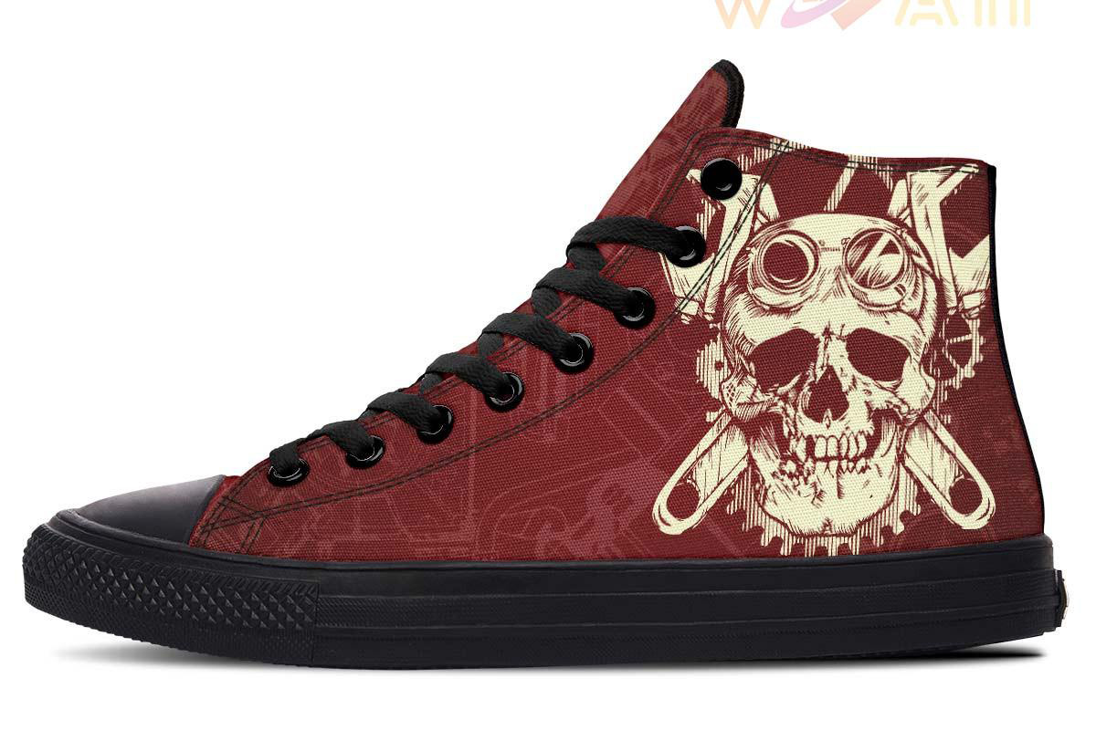 monster garage skull high top canvas shoes