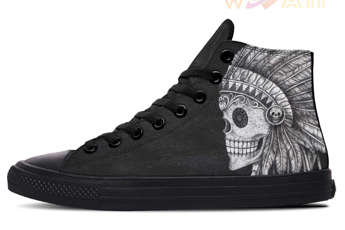 native american chief drawing high top canvas shoes