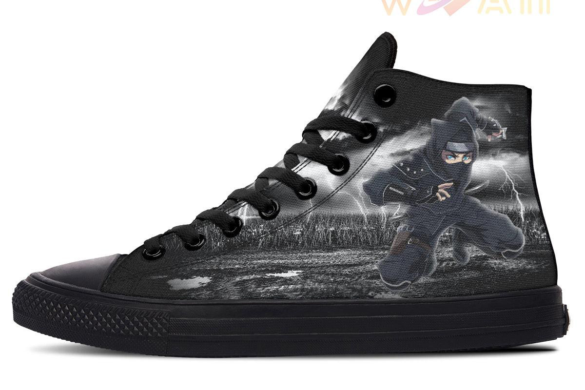 ninja and lightning high top canvas shoes