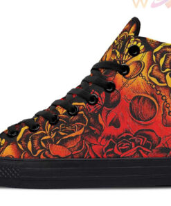 orange gradient death head high top canvas shoes