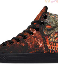 orange inside the skull high top canvas shoes