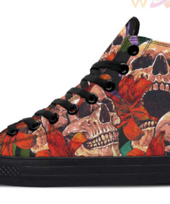 orange lily and skull high top canvas shoes