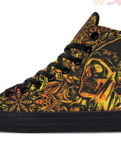 orange native american skull high top canvas shoes