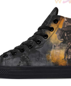 orange samurai art high top canvas shoes