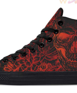 orange skeleton high top canvas shoes