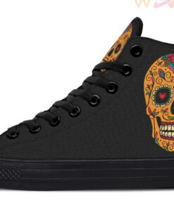 orange sugar skull high top canvas shoes