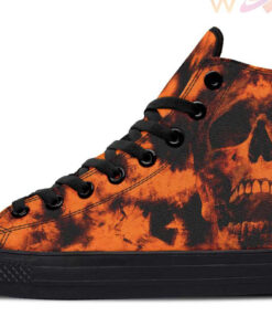 orange tie dye skull high top canvas shoes